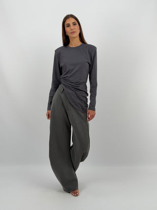 Maglia con Arricciatura Grigia Lumina
