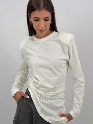 Maglia con Arricciatura Panna Lumina