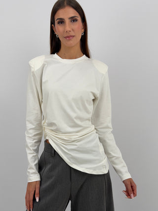 Maglia con Arricciatura Panna Lumina