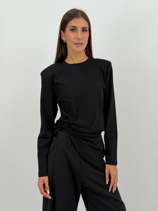 Maglia con Arricciatura Nera Lumina
