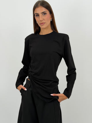 Maglia con Arricciatura Nera Lumina