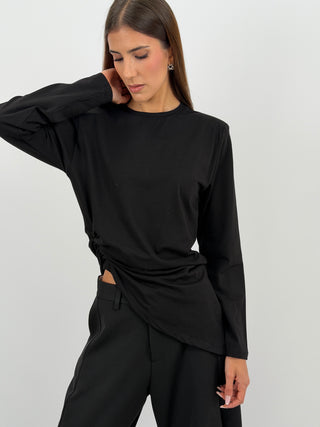 Maglia con Arricciatura Nera Lumina