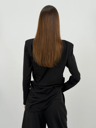 Maglia con Arricciatura Nera Lumina