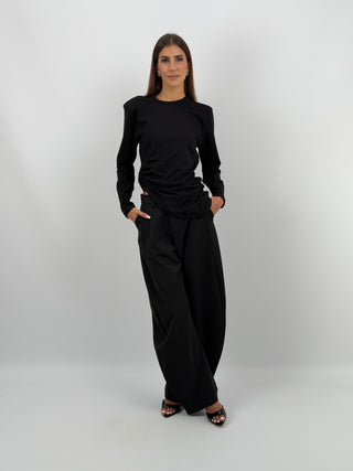 Maglia con Arricciatura Nera Lumina