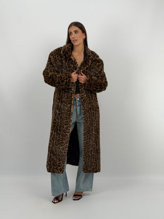 Cappotto Pelliccia Leopardata Marrone Lumina