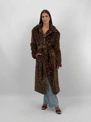 Cappotto Pelliccia Leopardata Marrone Lumina