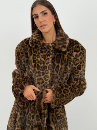 Cappotto Pelliccia Leopardata Marrone Lumina