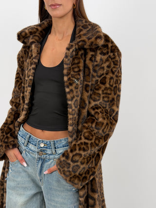 Cappotto Pelliccia Leopardata Marrone Lumina