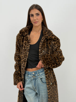 Cappotto Pelliccia Leopardata Marrone Lumina