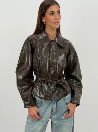 Giacca in Ecopelle Marrone Lumina