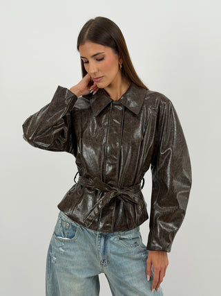 Giacca in Ecopelle Marrone Lumina