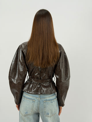 Giacca in Ecopelle Marrone Lumina