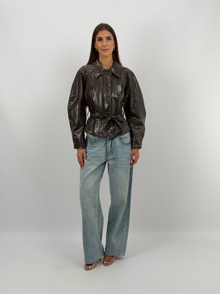 Giacca in Ecopelle Marrone Lumina