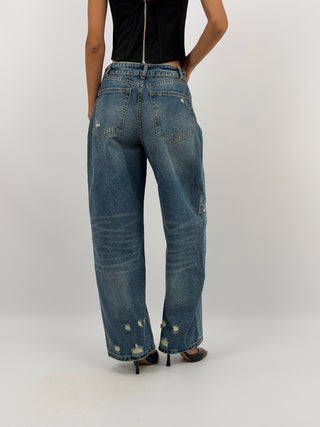 Jeans Folded Waist Denim Medio