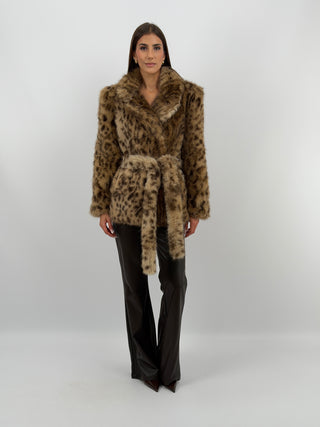 Giacca Pelliccia Leopardata Marrone Lumina