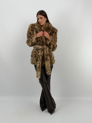 Giacca Pelliccia Leopardata Marrone Lumina