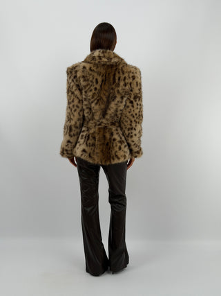 Giacca Pelliccia Leopardata Marrone Lumina