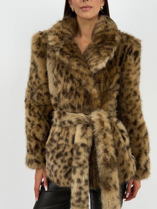 Giacca Pelliccia Leopardata Marrone Lumina