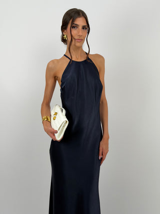 Abito Gioiello in Satin Blu