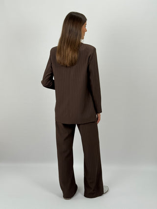 Completo Giacca e Pantalone Gessato Sinner Marrone