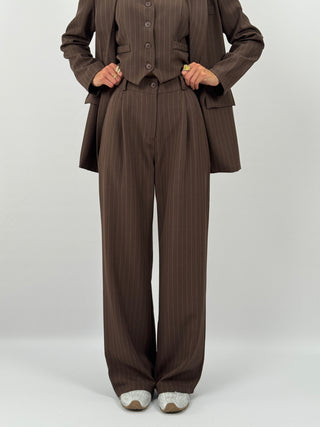 Completo Giacca e Pantalone Gessato Sinner Marrone