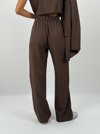 Completo Giacca e Pantalone Gessato Sinner Marrone