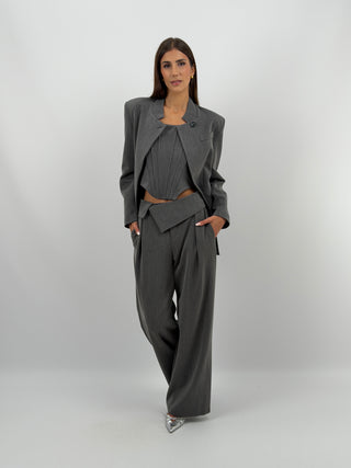 Pantaloni Fascia in Vita Grigio Lumina