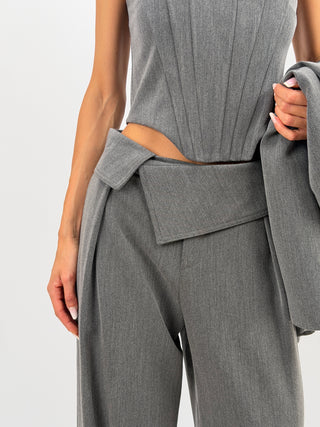 Pantaloni Fascia in Vita Grigio Lumina