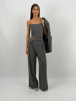 Pantaloni Fascia in Vita Grigio Lumina