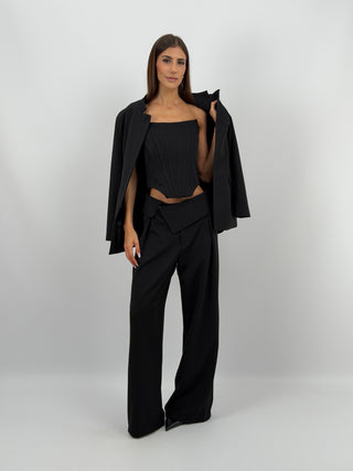 Pantaloni Fascia in Vita Nero Lumina
