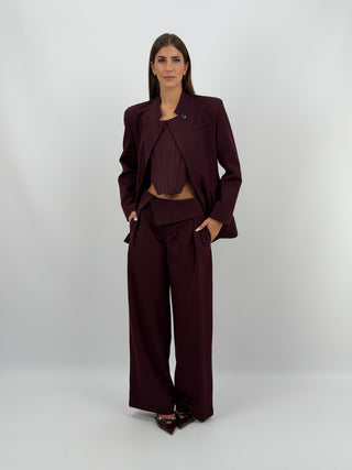 Pantaloni Fascia in Vita Bordeaux Lumina