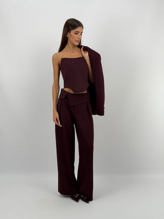 Pantaloni Fascia in Vita Bordeaux Lumina
