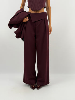 Pantaloni Fascia in Vita Bordeaux Lumina