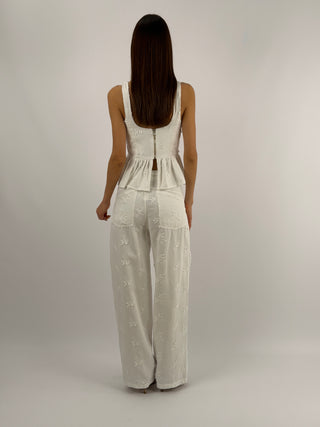 Set Coordinato Top e Jeans con Ricami Bianco Lumina
