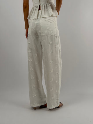 Set Coordinato Top e Jeans con Ricami Bianco Lumina
