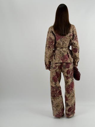 Jeans Lumina Wide Leg in Fantasia con Chiusura Incrociata