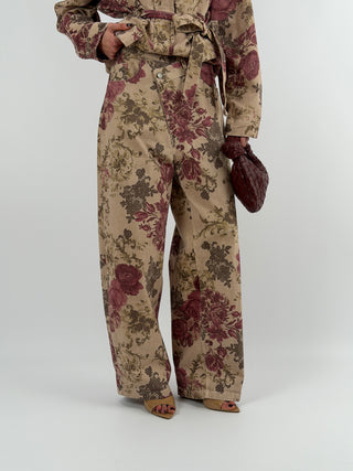 Jeans Lumina Wide Leg in Fantasia con Chiusura Incrociata