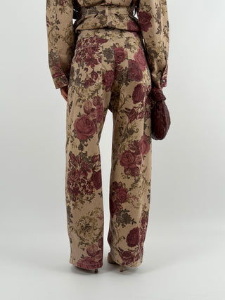 Jeans Lumina Wide Leg in Fantasia con Chiusura Incrociata