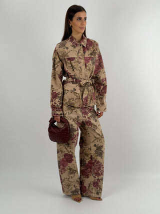 Jeans Lumina Wide Leg in Fantasia con Chiusura Incrociata