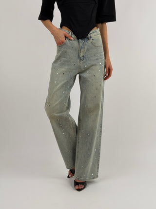 Jeans Wide Leg con Applicazioni