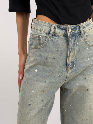 Jeans Wide Leg con Applicazioni