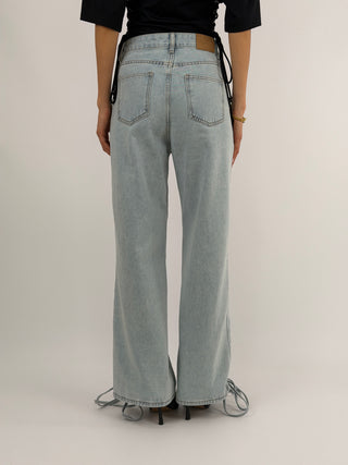Jeans con Lacci Lavaggio Chiaro