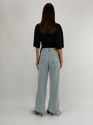 Jeans con Lacci Lavaggio Chiaro