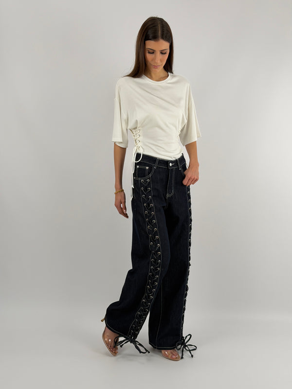 Jeans con Lacci Lavaggio Zero