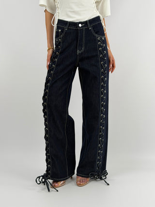 Jeans con Lacci Lavaggio Zero