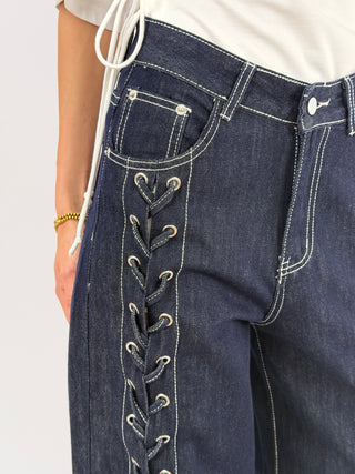 Jeans con Lacci Lavaggio Zero