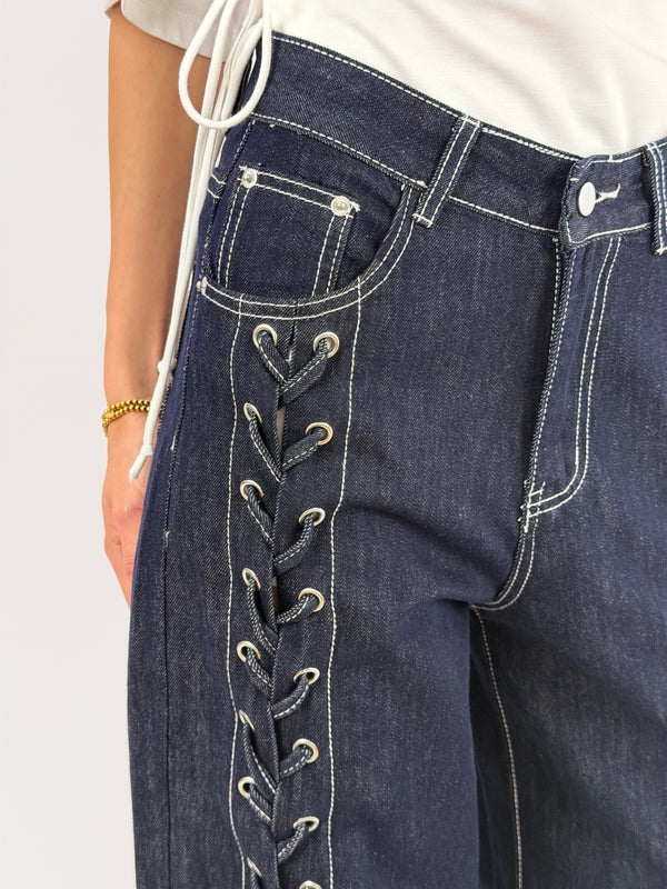 Jeans con Lacci Lavaggio Zero
