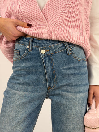 Jeans con Chiusura Incrociata