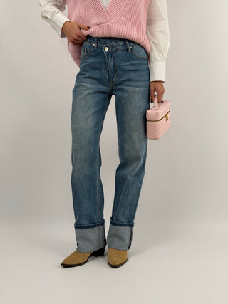 Jeans con Chiusura Incrociata