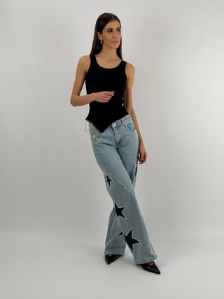 Jeans Wide Leg con Stelle